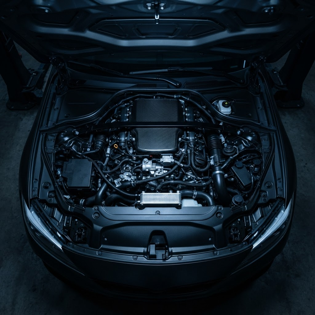 Sauberer Motorraum eines Autos